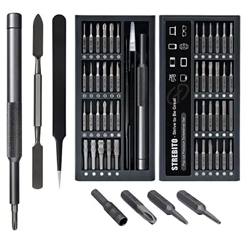 Produktbild: STREBITO Micro Schraubendreher Set 50 in 1 Präzisionsschraubendreher Set, Elektronik Werkzeugsatz Schraubendreher Set - Computer, iPhone, Macbook, PS4, PS5, Controller Reparaturset, S2 Multi Bit