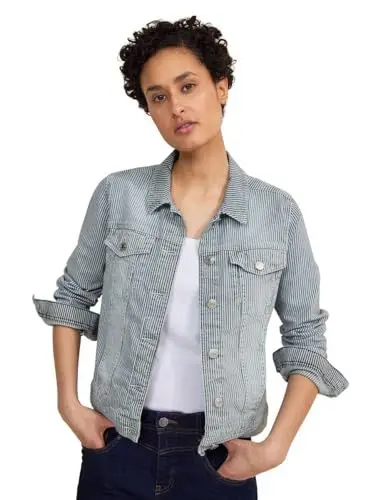 Produktbild: STREET ONE Damen A212094 Gestreifte Jeansjacke, Stripe Soft Washed, 36