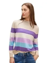 Produktbild: STREET ONE Damen A302537 Strickpullover Gestreift, Spring Sand Melange, 42