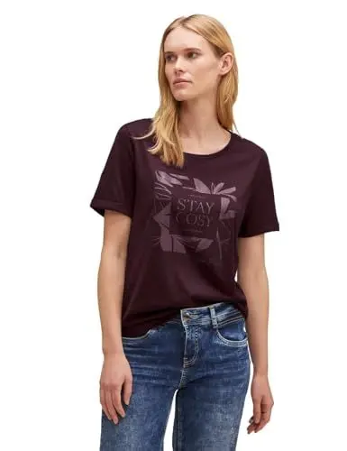 Produktbild: STREET ONE Damen A320589 Kurzarmshirt Bedruckt, plummy Wine, 42