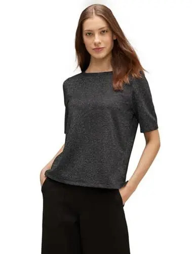 Produktbild: STREET ONE Damen A320712 Glitzer Kurzarmshirt, Black, 42