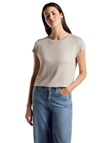 Produktbild: STREET ONE Damen A321936 T-Shirt mit Glanz-Detail, Smooth Sand beige, 38