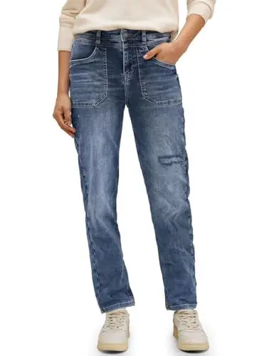 Produktbild: STREET ONE Damen A376951 Jeanshose Straight, Authentic Indigo wash, 33W x 30L