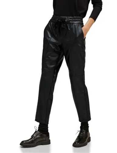 Produktbild: STREET ONE Damen A376974 Kunstlederhose Joggpants, Black, 38W x 28L