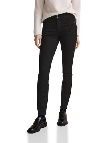 Produktbild: STREET ONE Damen A377228 Jeanshose Slim und High, Deep Black, 28W / 32L