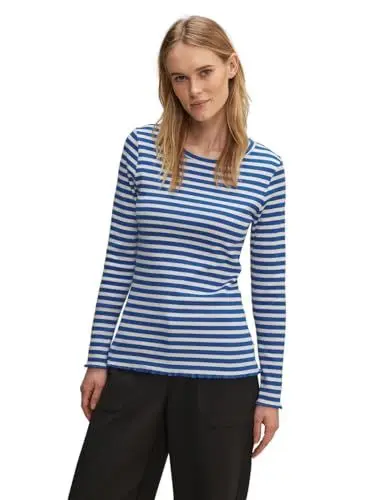Produktbild: STREET ONE Damen Langarmshirt Gestreift, fresh intense gentle blue, 44