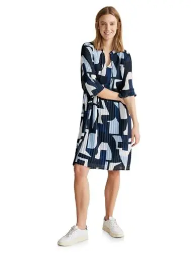 Produktbild: STREET ONE Damen Plissee Kleid, deep blue, 34