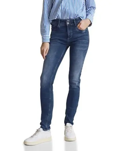 Produktbild: STREET ONE Damen A377228 Jeanshose Slim und High, Mid Blue Washed, 28W / 30L