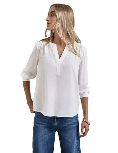 Produktbild: Street One Damen A345112 Tunika Bluse In Unifarbe, Off White, 42 EU