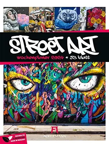 Produktbild: Street Art - Wochenplaner Kalender 2024, Wandkalender / Graffiti-Kalender im Hochformat (25x33 cm) - Wochenkalender mit Rätseln und Sudokus