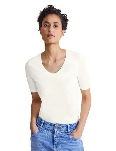 Produktbild: Street One Damen A317665 Basic Kurzarmshirt, Off White, 36