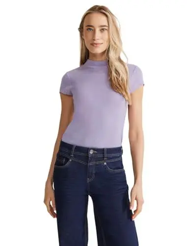 Produktbild: Street One Damen T-Shirt mit Stehkragen shiny lilac 42