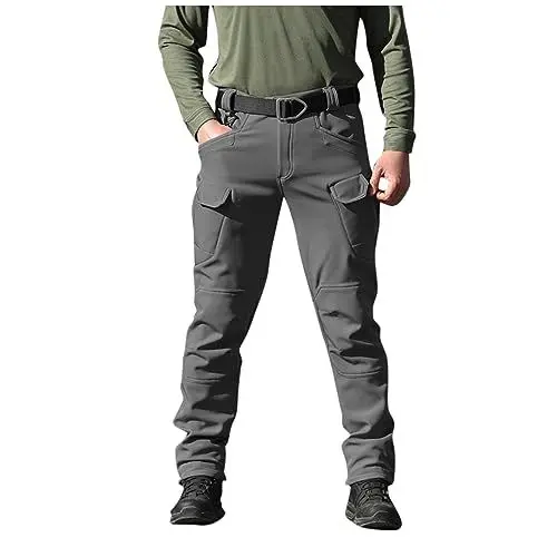 Produktbild: Herren Multi Taschen wasserdichte Abriebfeste Hose Outdoor Militärische Taktische Hose Freizeit Schnelltrocknende Arbeitshose Wandern Jagd Hosen Grau XL