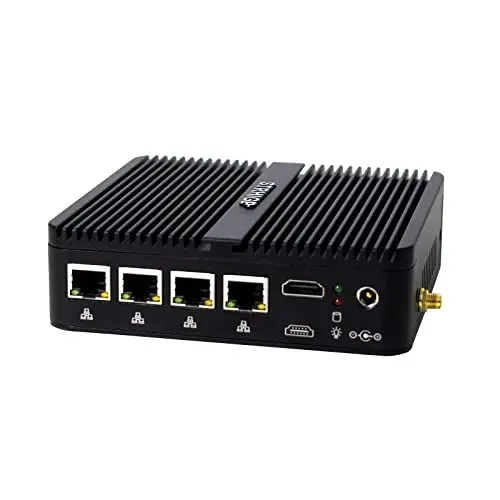 Produktbild: STRHIGP Firewall Mini PC OPNsense Appliance Celeron J4125 4 * 2.5GbE Ethernet LAN, 8GB DDR4 128GB SSD, VPN Router Hardware AES-NI Fanless Computer, HD, COM, 6USB, SIM Slot Home IT Industry