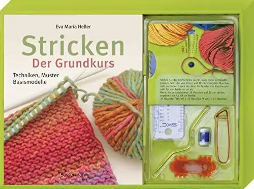 Produktbild: Stricken. Der Grundkurs: Techniken, Muster, Basismodelle. Set mit Strickhilfen