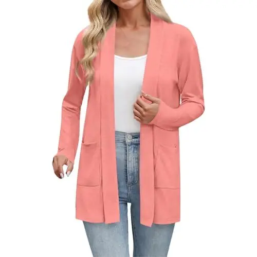 Produktbild: Strickjacke Damen Kurz Lange Sommer Pink Jeansjacke Bekleidung Sweatshirts Für Schwarze Jacke Trenchcoat Frühling Kurzer Blazer Office Wear Women Spitzenjacke Grau Sweatjacke Rosa Pullover Blau