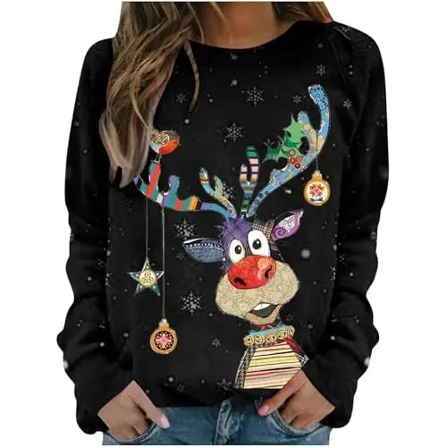 Produktbild: Strickjacke Damen Weihnachten Weihnachtspullover Mädchen 158 Weihnachtspullover Damen Mit Led Weihnachtspullover Übergröße Weihnachts Oberteile Damen Weihnachts Sweatshirt Meine bestellungen