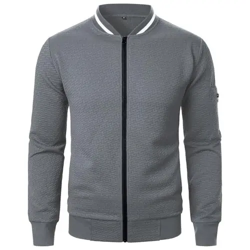 Produktbild: Strickjacken für Herren Jacket Men Herren Herren Sweatjacke Outdoor Fleecejacken für Herren Herren Pullover Schwarz Men'S Cardigans Half Zip Pullover Herren Jacke Herren-Sweatshirt Grau 2Xl
