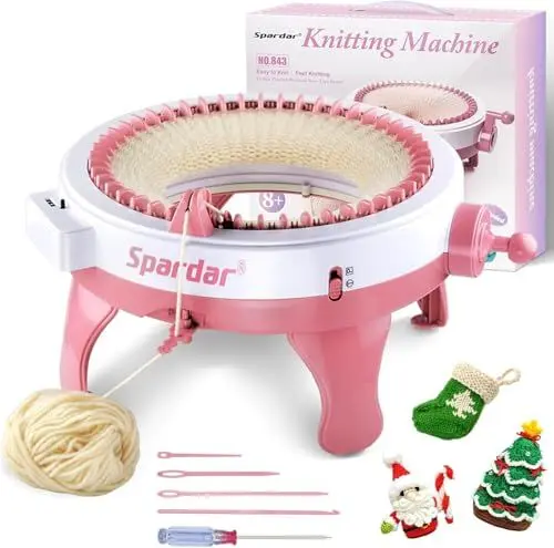 Produktbild: Strickmaschine 48 Nadeln, Sparar Strickmaschine mit Reihenzähler, Smart Weaving Loom, DIY Strickbrett Drehbar für Schal Hut Socken Handschuhe