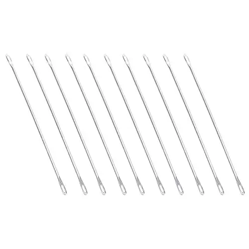 Produktbild: strickmaschinen zubehör,Umhängenadel,Doppeläugige Nadeln Nadelstrickmaschinenende-Transferwerkzeug Finishing Für Garn Brother-Teile Bodkin Eye Mid Gauge Passap 20 Stück Doppelöhrnadel Metall 9 Cm Lang