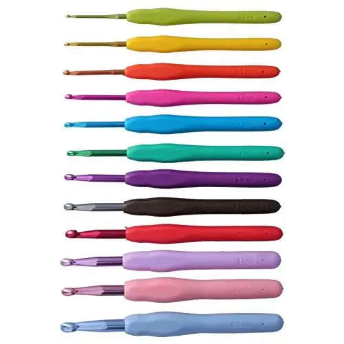 Produktbild: Pssopp Stricknadel-Set, 12-teilig Ergonomische Softgrip-Griffe Stricknadeln Haushaltswerkzeug