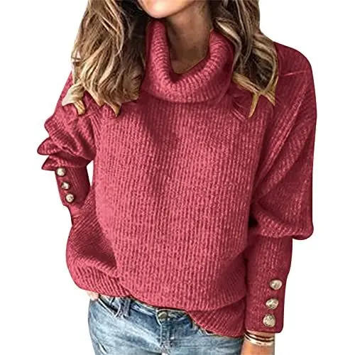 Produktbild: Longsleeve Damen Fashion Damen 100% Merinowolle Strickpullover Mode Damen Halloween Shirts Damen Braun Strickpullover Damen Brauner Pullover Damen Kaschmir Cashmere Strickpullover Damen Blumen