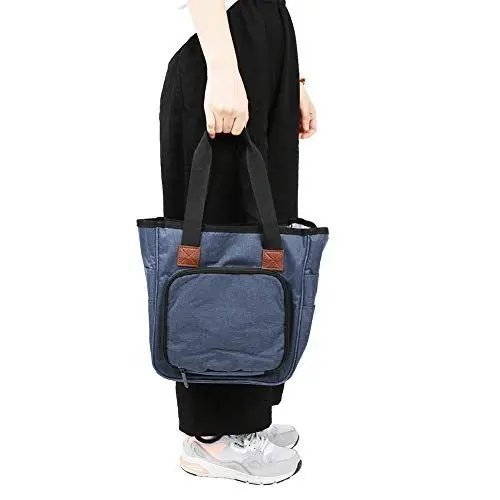 Produktbild: Stricktasche, Oxford-Stoff, Strick-Aufbewahrungstasche, Garn, Häkeln, Stricknadel-Organizer, Nähzubehör mit Mehreren Taschen für Strickliebhaber, Anfänger (BLUE)