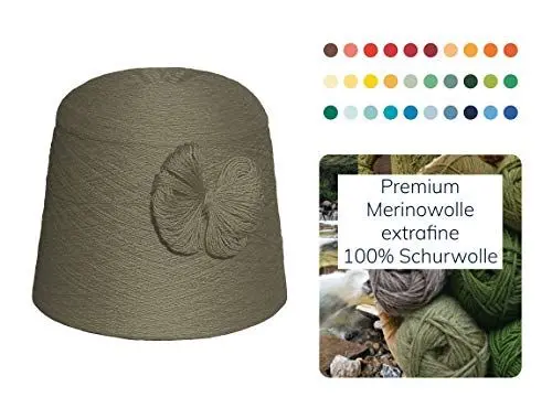 Produktbild: Strickwolle 1 kg 1000g Merinowolle Extrafine 100% Schurwolle Schafwolle Handstrick Wolle zum Stricken Häkelwolle Häkeln Garn Nadel 2,5 3 3,5 4 - Braun Schilf
