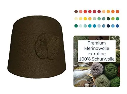 Produktbild: Strickwolle 1 kg 1000g Merinowolle Extrafine 100% Schurwolle Schafwolle Handstrick Wolle zum Stricken Häkelwolle Häkeln Garn Nadel 2,5 3 3,5 4 - Grün Dunkeloliv
