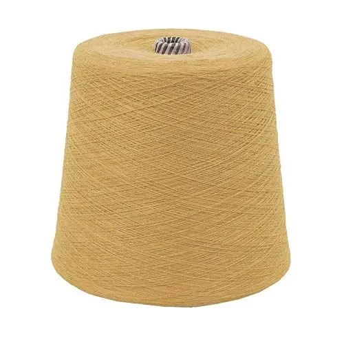Produktbild: Strickwolle 1 kg 1000g günstig Baumwolle Viskose Handstrick Wolle zum Stricken Häkeln Garn Handstrickgarn Strickgarn weich Nadel 2,5 3 3,5 4 - Gelb Messing