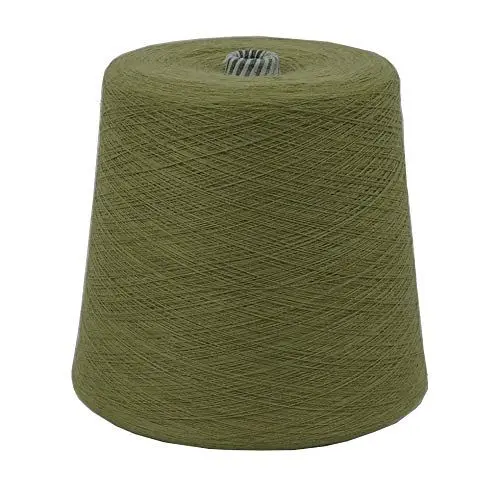 Produktbild: Strickwolle 1 kg 1000g günstig Baumwolle Viskose Handstrick Wolle zum Stricken Häkeln Garn Handstrickgarn Strickgarn weich Nadel 2,5 3 3,5 4 - Grün Oliv