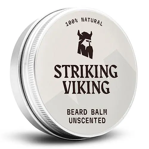 Produktbild: Striking Viking Bartbalsam für Herren - Leichter Halt, ohne Duft, 2 oz - Leave-in Bartbalsam Parfümfrei mit Sheabutter, Teebaum-, Argan- & Jojobaölen - Beard Balm Glättet, formt & pflegt raues Haar