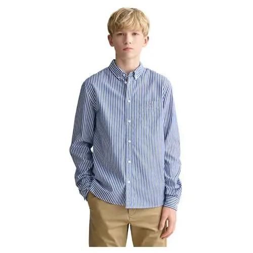 Produktbild: GANT Unisex Kinder Striped Shield Poplin Shirt Hemd mit Button-Down-Kragen, College Blue, 146-152