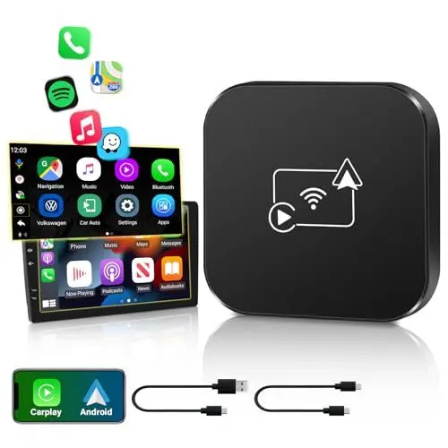 Produktbild: <strong>2 in 1:</strong>  Carplay Wireless Adapter Android Auto Wireless Adapter mit 5GHz, Konvertieren Wired Android Auto/Carplay in Kabellos für Autos, Plug-und-Play, Schnelle Übertragung für iOS/Android
