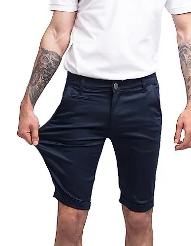 Produktbild: strongAnt Chino Shorts Herren power Stretch Slim Fit. Bermuda Kurze Hose Sommer Baumwolle. Сhinoshorts - Dunkelblau. Größe: 58