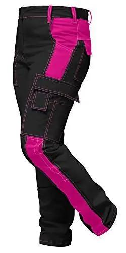 Produktbild: Damen Arbeitshose komplett Stretch für Frauen Bundhose mit Kniepolstertaschen - Schwarz-Pink. Größe: 50