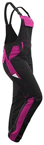 Produktbild: strongAnt Latzhose Damen powerStretch Arbeitshose für Frauen mit Kniepolstertaschen - Schwarz-Pink, Größe 40