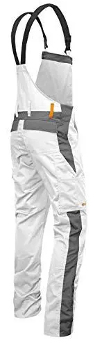 Produktbild: strongAnt Malerlatzhose Herren Stretch Malerhose Arbeitslatzhose mit Kniepolstertaschen - Größe: 90, Farbe: Weiß-Grau