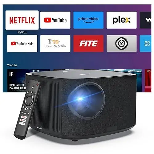 Produktbild: <strong>Autofokus/Autotrapezkorrektur:</strong>  Artlii Amento Beamer 4K,450 ANSI Full HD Beamer Native 1080P, Smart Beamer mit Genuine Netflix/Prime Video/YouTube