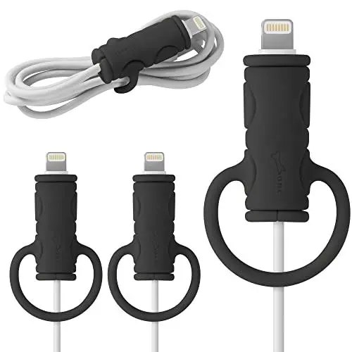 Produktbild: <strong>Bone:</strong>  Kabelschutz, 3 Stücke Silikon Kableschlauch für Lightning iPhone Ladekabel USB C Micro USB Kabel, Kabel Schutz Kabelschutzschlauch für Handy Ladekabel, Kabel Sleeves 3er Pack - Schwarz