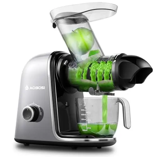Produktbild: <strong>Neues:</strong> Entsafter AOBOSI-Slow juicer mit 2 Geschwindigkeitsstufen-Entsafter gemüse und obst mit 8 stufiger Schnecke-Saftpresse mit Reinigungsbürste&2 Bechern-Obstpresse mit Reversierfunktion
