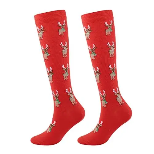 Produktbild: StrüMpfe FüR Langstreckenflug Tennissocken Kinder Männer und Frauen Kompressionssocken Wadenkniehohe Socken mit Weihnachtsdruck Warme Druckstrümpfe Sneaker Socken Damen 3942 Weiß WeißE Socken (N, L)