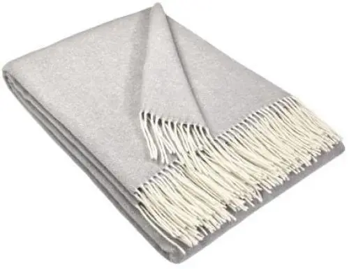 Produktbild: STTS International Merinowolldecke Decke Wolldecke Wohndecke 100% Merinowolle 140 x 200 cm sehr weiches Plaid Kuscheldecke Milano (Hellgrau-Weiß (MM-100))