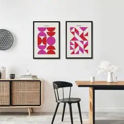 Produktbild: Studio Moien Bauhaus Vintage Modern Set - 2 A3 Sized Bauhaus Design Posters (Rosa)