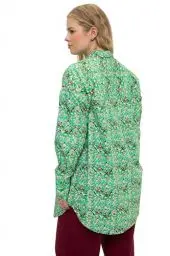 Produktbild: Studio Untold Damen große Größen Übergrößen Plus Size Hemdbluse, Oversized, Tribalprint, Knopfleiste, Hemdkragen naturgrün 50+ 827566450-50+