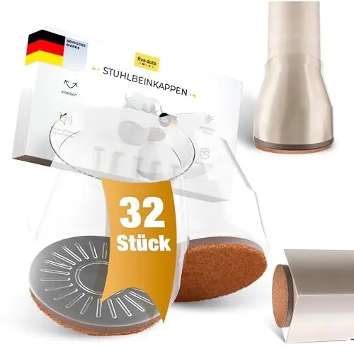 Produktbild: Stuhlbeinkappen & Filzgleiter für Stühle als Stuhlbeinschoner (M, 32 Stück) Stuhlgleiter Ersatz - Stuhlsocken/Stuhlbeinkappen Rund als Stuhl Filzgleiter & Gleiter für Stühle
