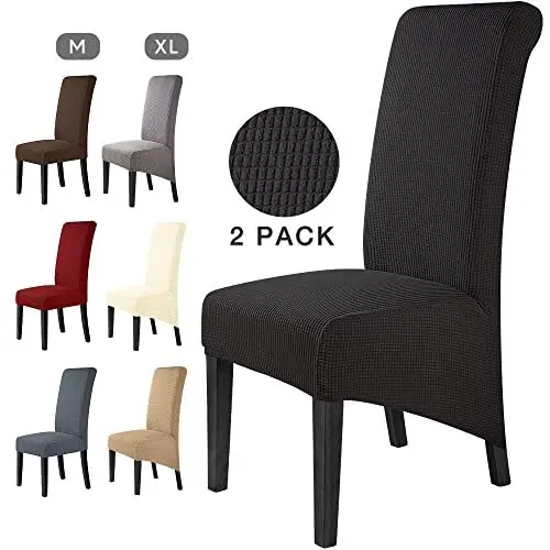 Produktbild: Stuhlhussen 2 Stück Elegante Stuhlbezüge Stretch Stuhlbezug Elastische Spandex XL Stuhlhussen Universal Stretchhusse Abnehmbare Waschbar Stuhlbezug für Hotel ,große Esszimmerstühle(2 Stück,Schwarz)-XL
