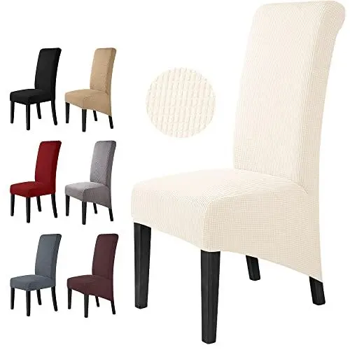 Produktbild: Stuhlhussen 4 Stück Stuhlbezüge Stretch Stuhlbezug Elastische Spandex XL Stuhlhussen Universal Stretchhusse Abnehmbare Waschbar Stuhlbezug für Hotel ,große Esszimmerstühle (4 Stück,Cremeweiß)-XL