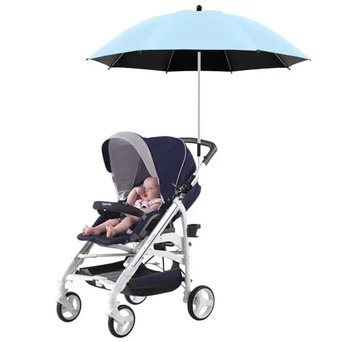 Produktbild: Stuhlschirm mit Klemme, Verstellbar, Universeller Strandschirm, Tragbarer Sonnenschirm, Sonnenschirm für Stuhl, Camping, Golfwagen, Bleacher, Terrasse, Angeln, Grillpartys(Himmelblau)