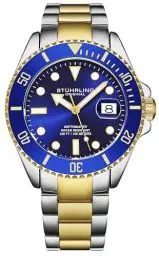 Produktbild: Stuhrling Original Herren-Taucheruhr, Schweizer Uhrwerk, Edelstahlarmband, wasserdicht bis 100 m